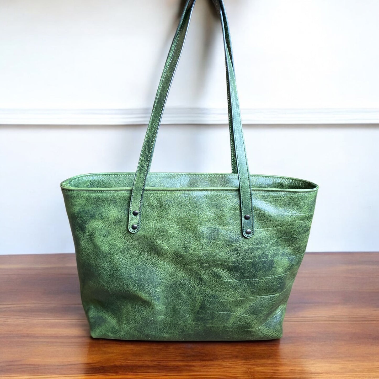 Jade Green Bison Tote
